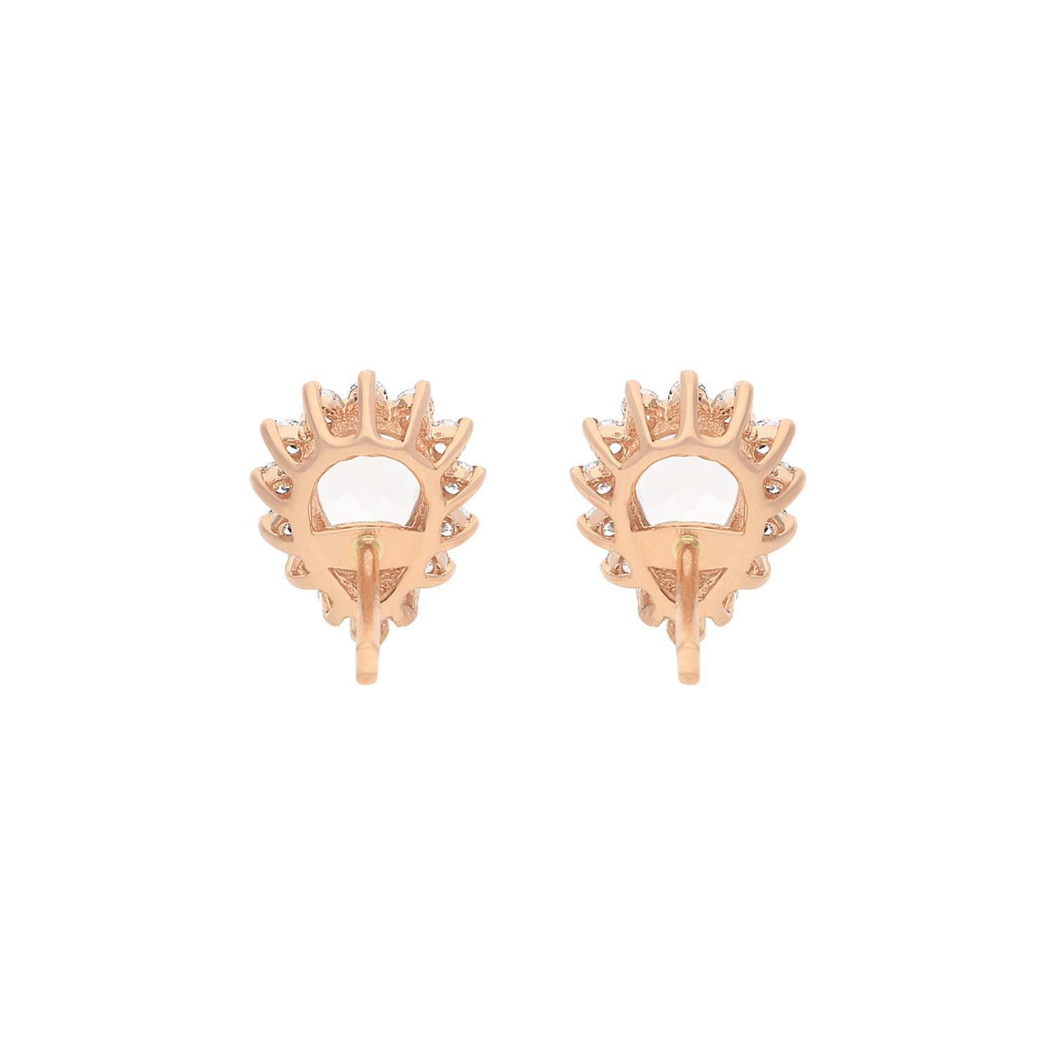 1,26 Karat Morganit und Diamant 14 Karat Roségold Ohrring (Tropfenschliff)