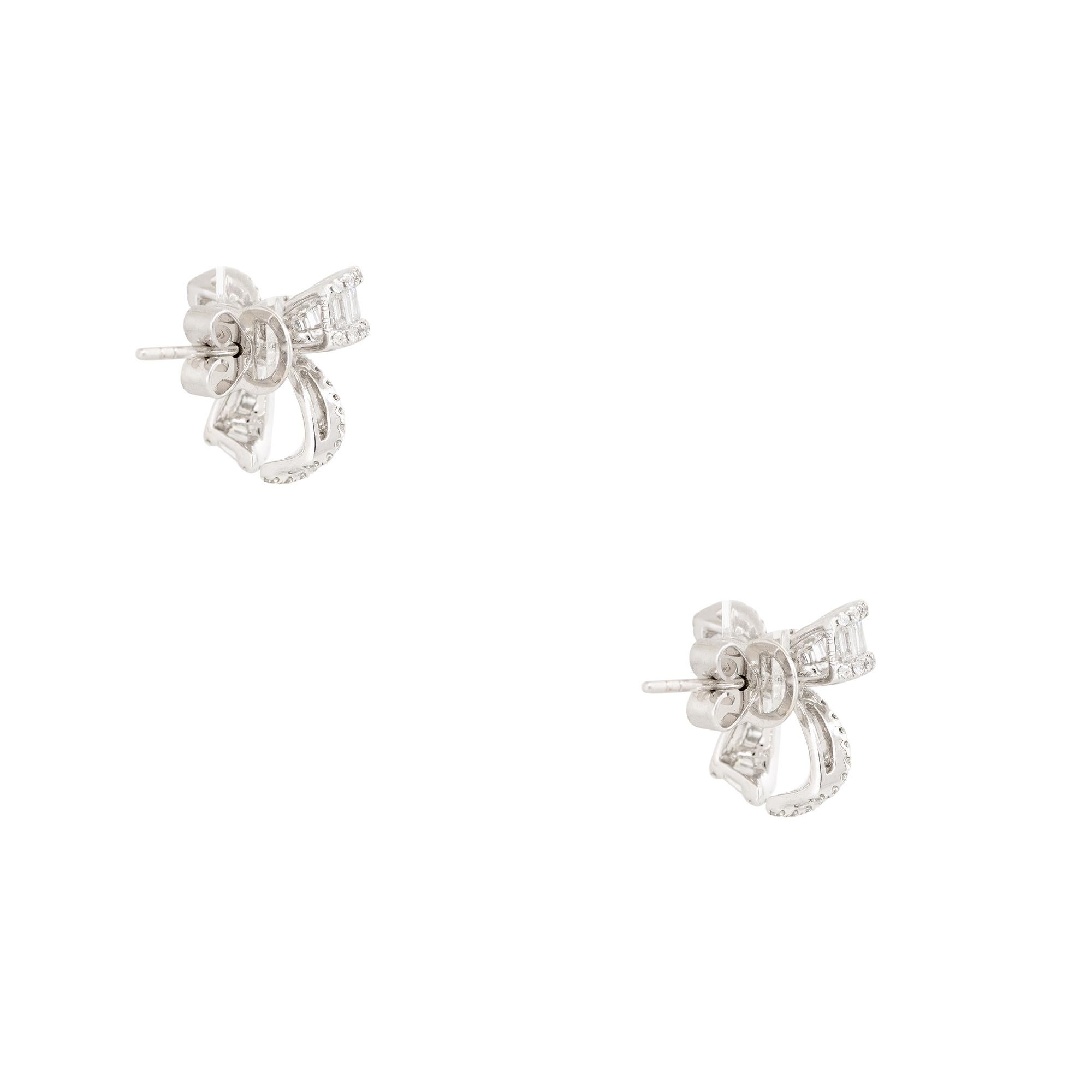 Modern 1.26 Carat Mosaic Diamond Bow Shaped Earrings 18 Karat In Stock For Sale