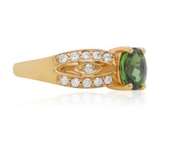 1.26 Carat Natural Color Changing Alexandrite White Diamond Ring 14K Yellow Gold