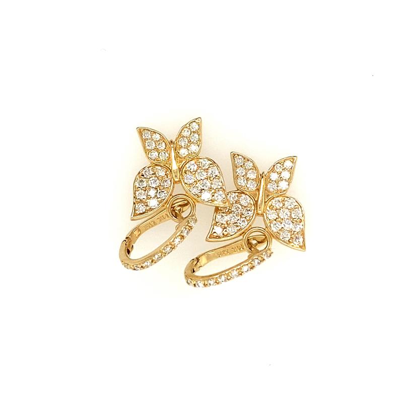 1.26 Carat Natural Diamond Butterfly Earrings with Hoop Accent G SI 14K Yellow Gold

100% Natural, Not Enhanced in any way Round Cut Diamond Earrings
1.26CT
G-H 
SI  
14K Yellow Gold,  3.8 grams, Pave
1 inch in height, 9/16 inch in width
80
