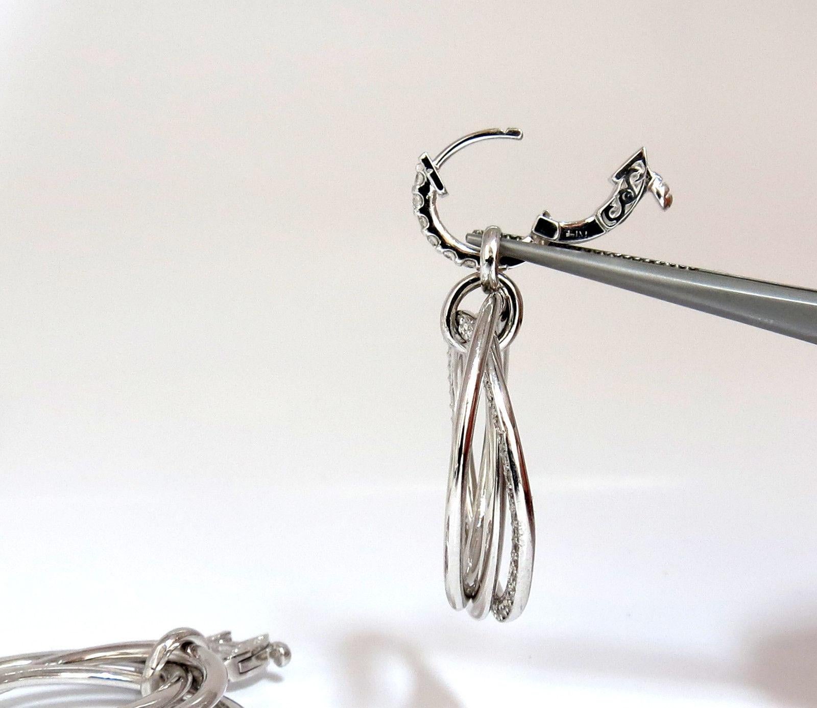 1,26 quilates de diamantes redondos naturales Pendientes de aro rodante 14 quilates grande Corte redondo en venta