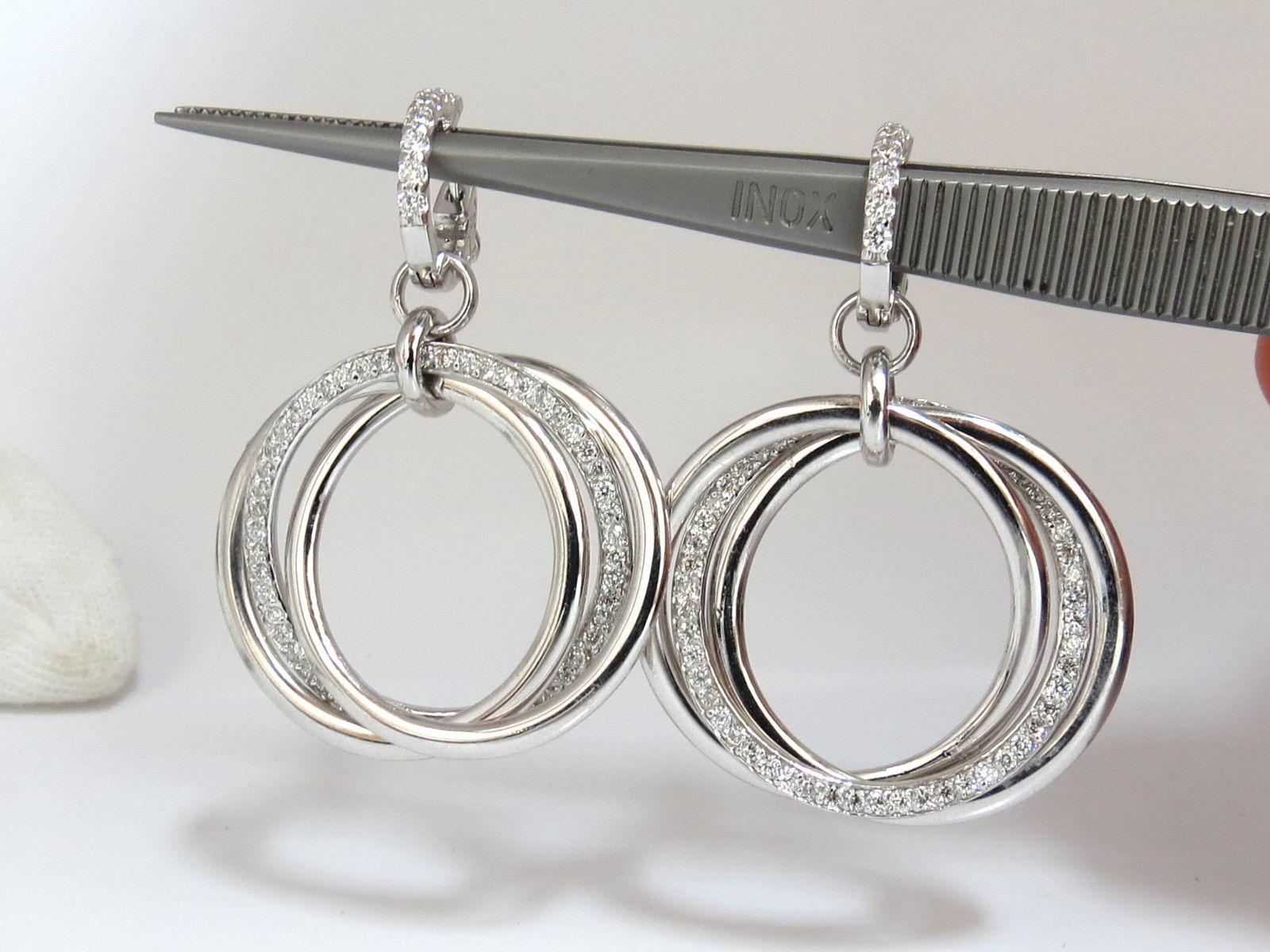 Femenino o masculino 1,26 quilates de diamantes redondos naturales Pendientes de aro rodante 14 quilates grande en venta