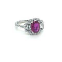 1.26 Carat No Heat Ruby & Diamond Ring in 18 Karat White Gold GIA Certified