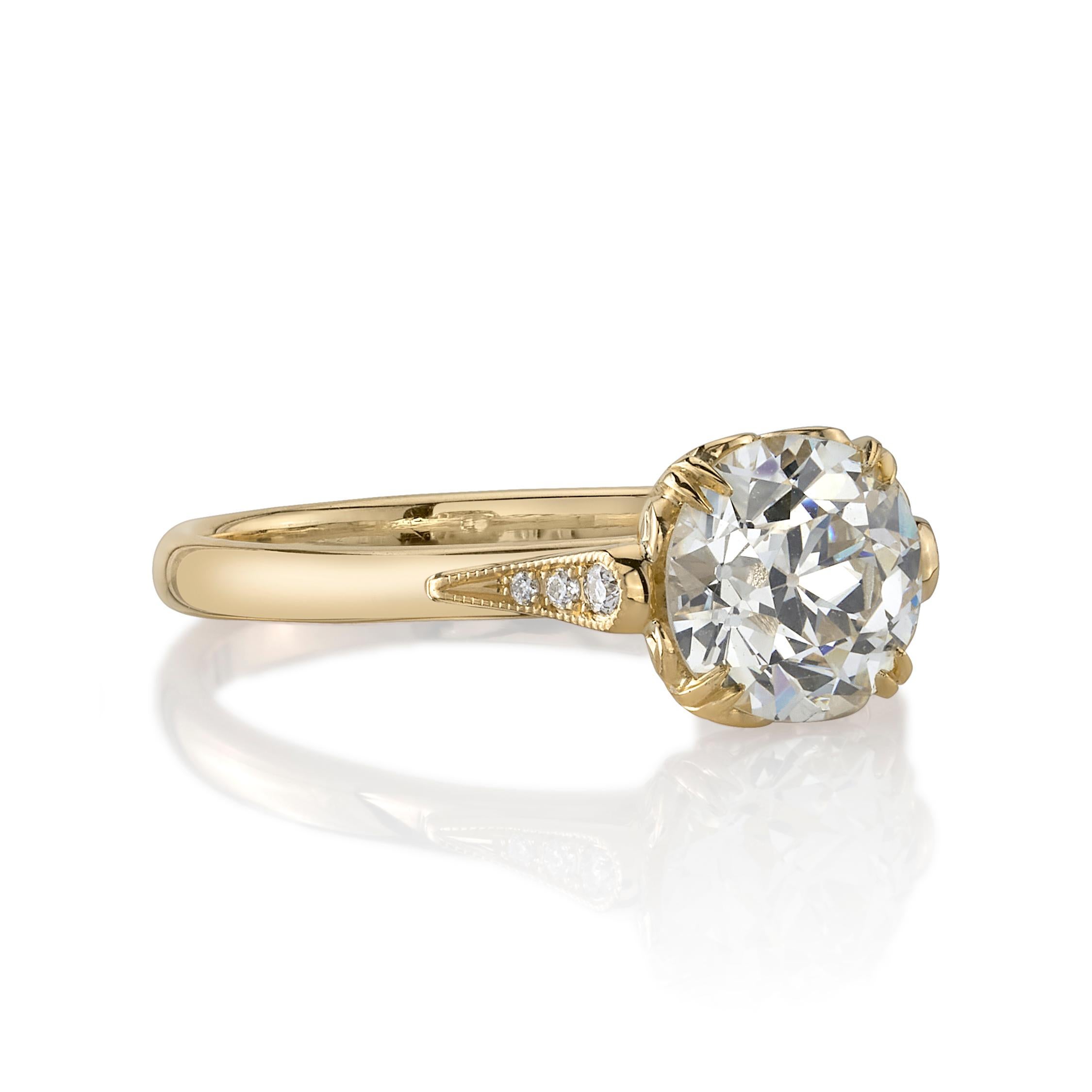 1.26ct N/VS1 GIA certified old European cut diamond with 0.03ctw old European cut accent diamonds set in a handcrafted 18K yellow gold mounting.

Ring is currently a size 6 and can be sized to fit.

Our jewelry is made locally in Los Angeles and