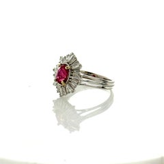 1.07 Carat Oval Ruby and Diamond Ring in 18K White Gold