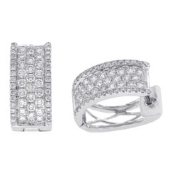 1.26 Karat Pave F Farbe Vs1 Diamanten in 18 Karat Weißgold Huggie Hoop Ohrringe