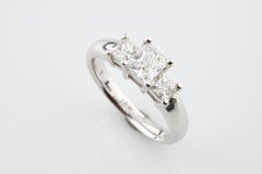 1.26 Carat Princess Cut Diamond 3-Stone 18 Karat White Gold Engagement Ring