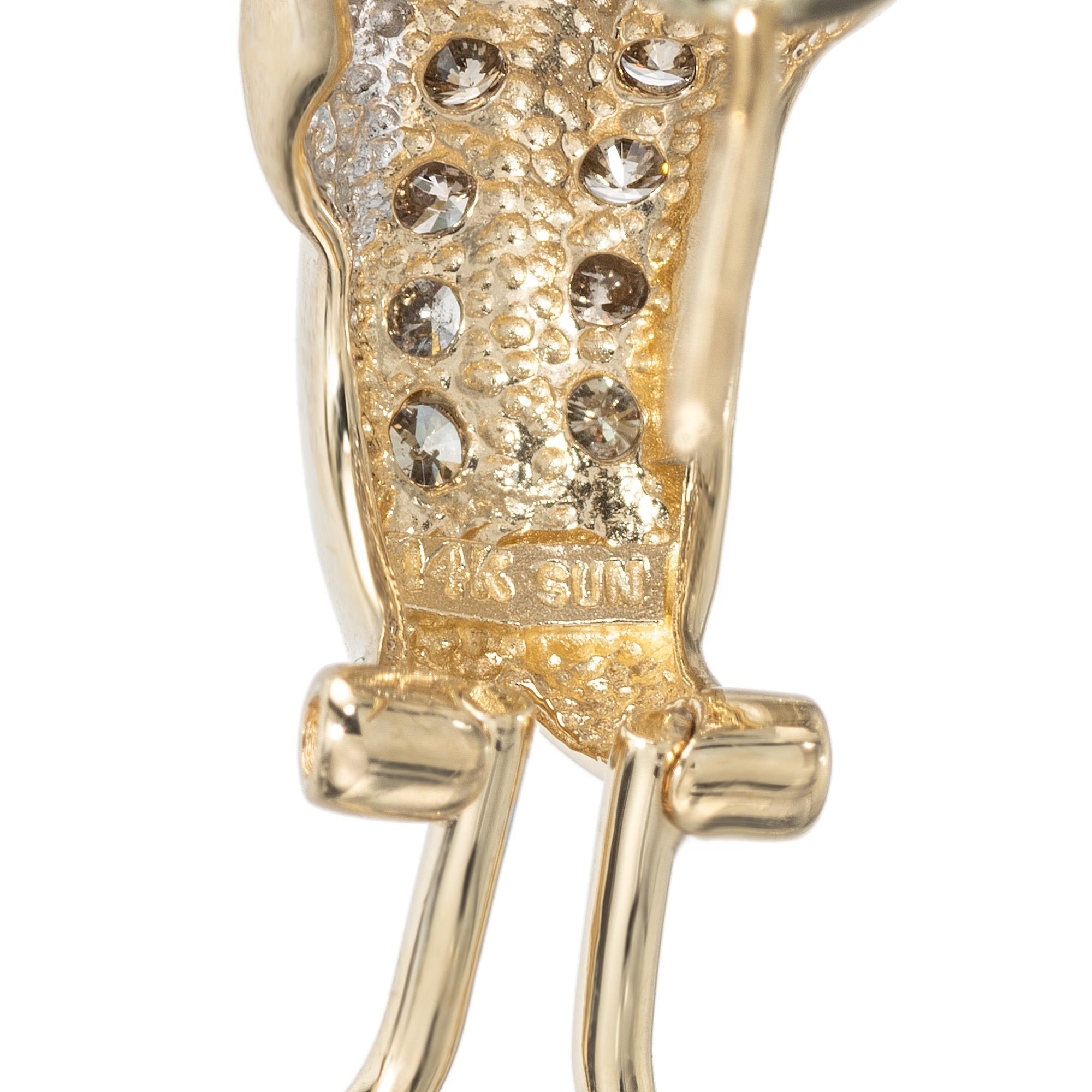 Orecchini a clip in oro giallo con diamante tondo baguette da 1,26 carati in vendita 1