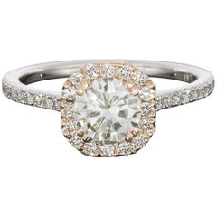1.26 Carat Round Diamond Cushion Halo Engagement Ring