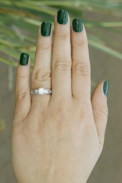 Platinum Vintage 1.26ct Round Diamond Engagement Ring, EGL Certified