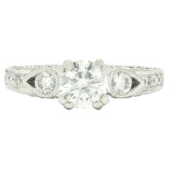 EGL Certified 1.26 Ctw F Color Round Diamond Engagement Ring