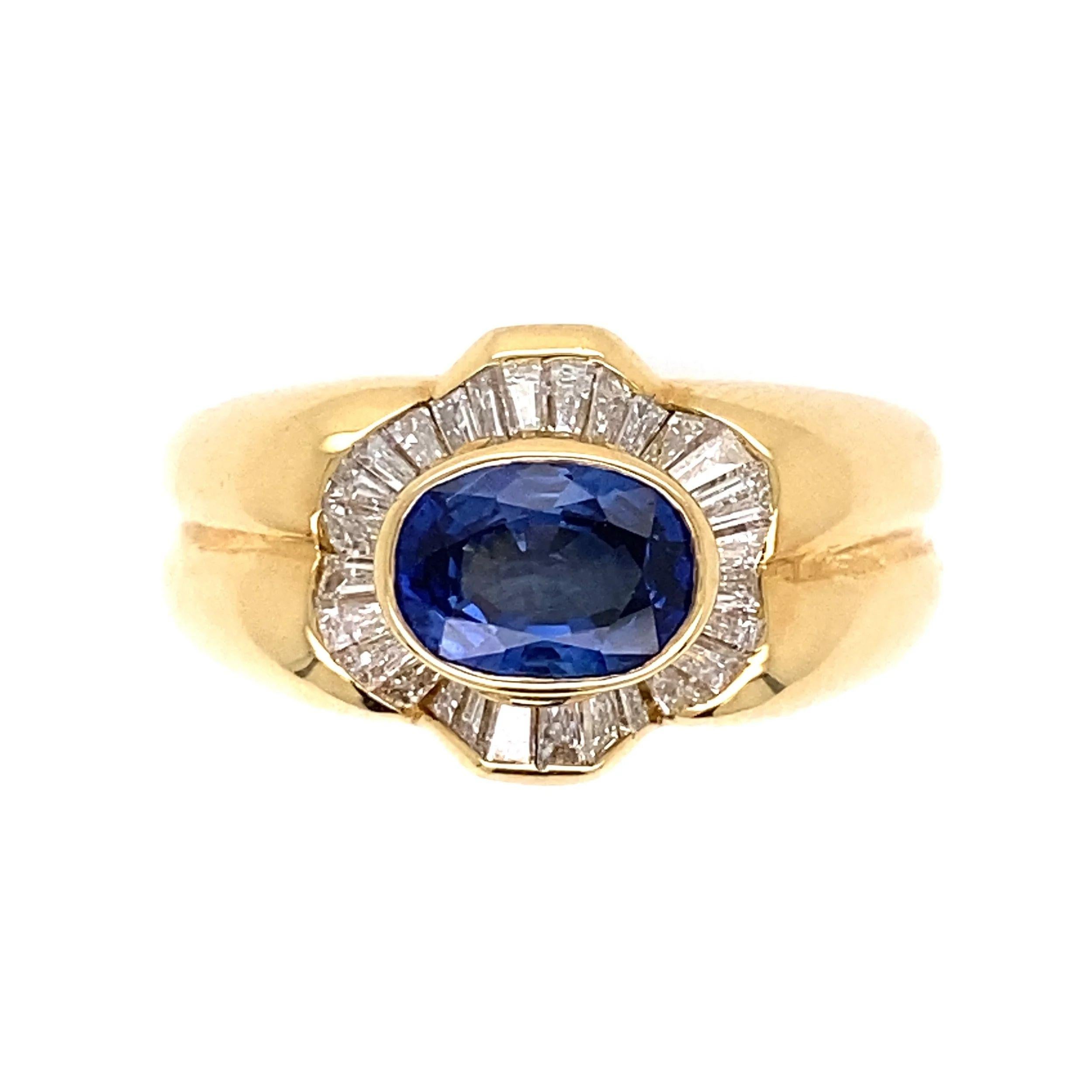 Mixed Cut 1.26 Carat Sapphire and Diamond Vintage Gold Ring Estate Fine Jewelry For Sale