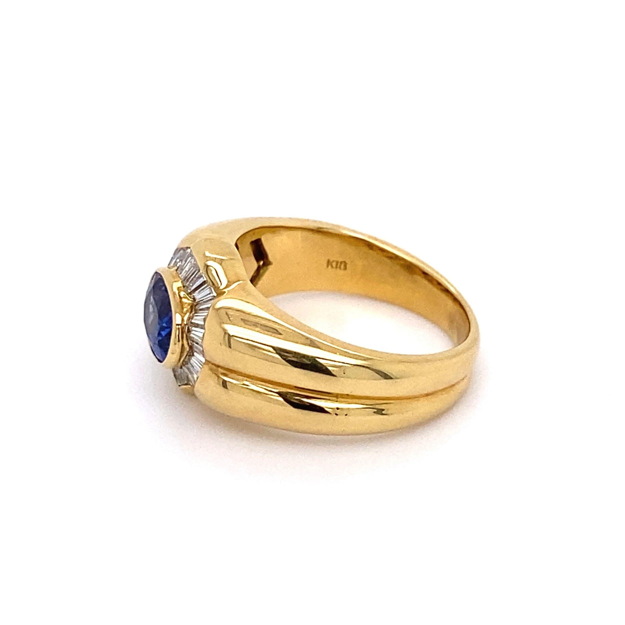 1.26 Carat Sapphire and Diamond Vintage Gold Ring Estate Fine Jewelry For Sale 1