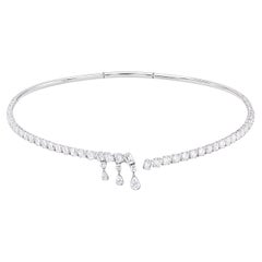 12.6 Carat SI/H Natural Emerald Cut Diamond Choker Necklace 18K White Gold