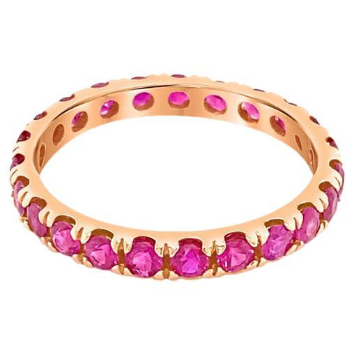 1.26 Carat Total Weight Natural Pink Sapphire 14 Karat Rose Gold Stacking Band