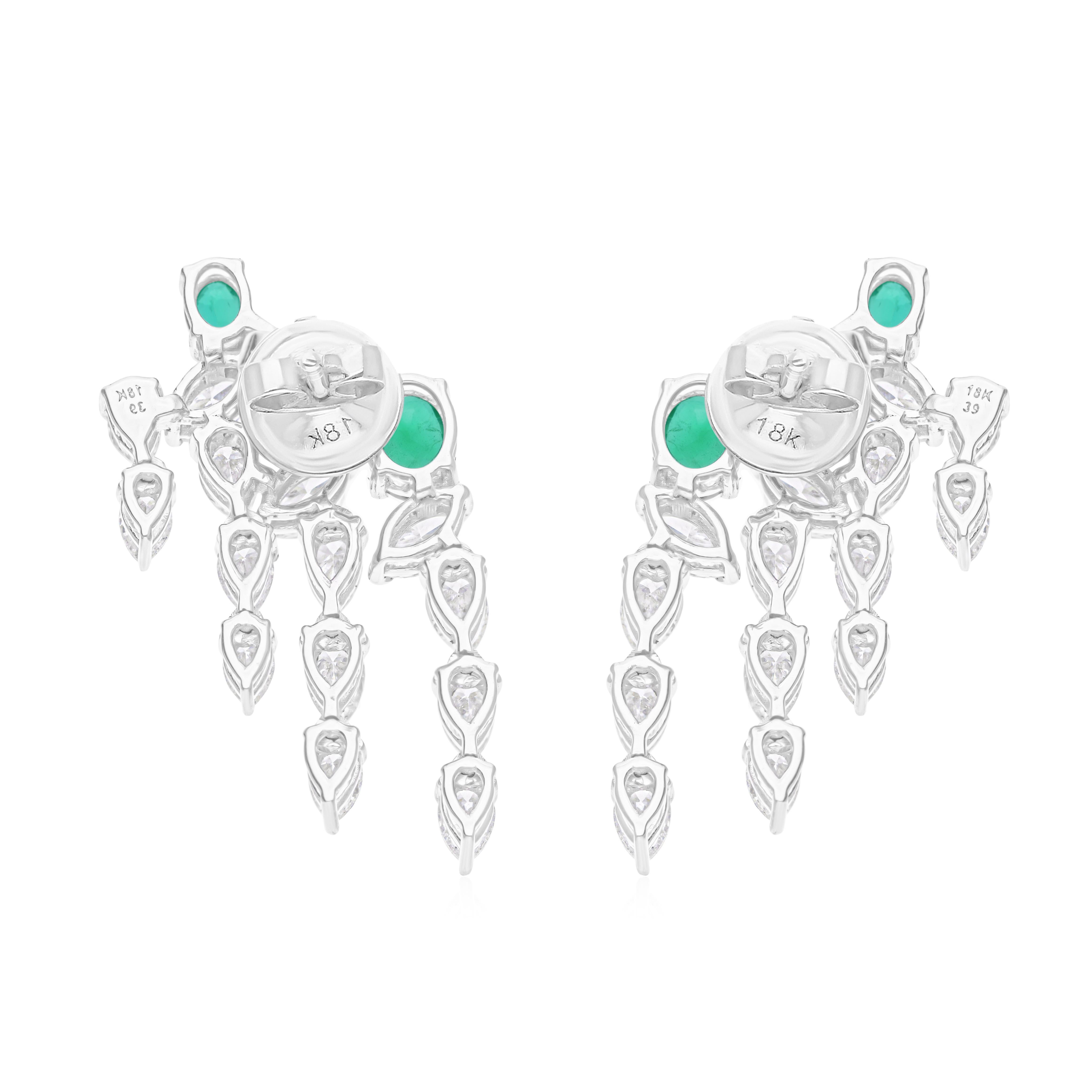 1,26 Karat sambischer Smaragd 2,56 Karat SI/H Diamant-Ohrringe 18 Karat Weißgold im Angebot 2