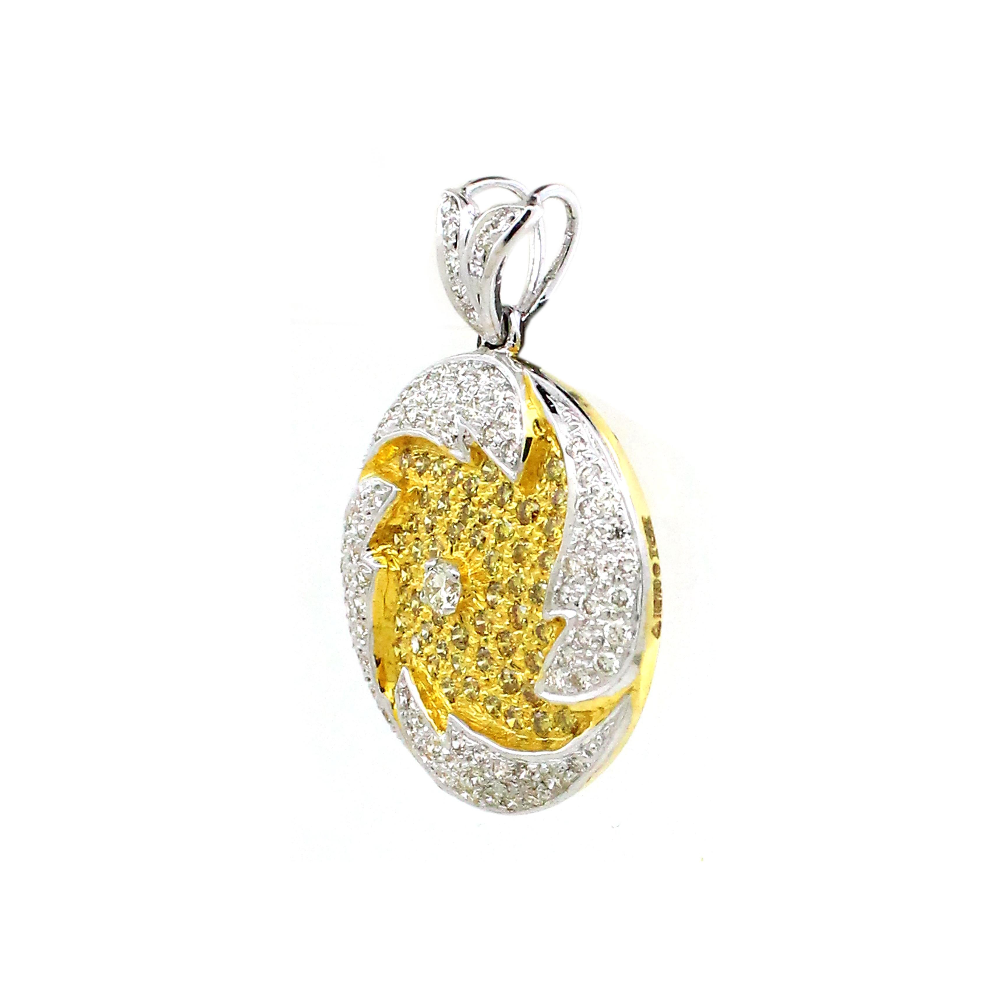 Introducing our stunning Fire Goblet-inspired pendant, a mesmerizing blend of elegance and fiery allure crafted for all. Crafted with meticulous detail in 18k white and yellow gold, this pendant captivates with its radiant design. The centerpiece