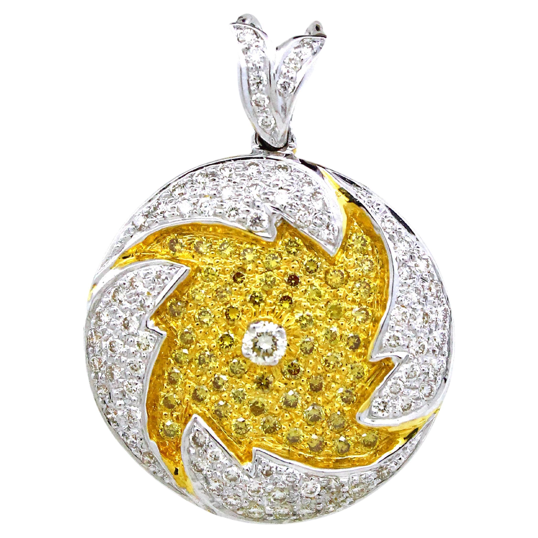 1.26 carats of yellow and white diamond Fire Goblet Pendant