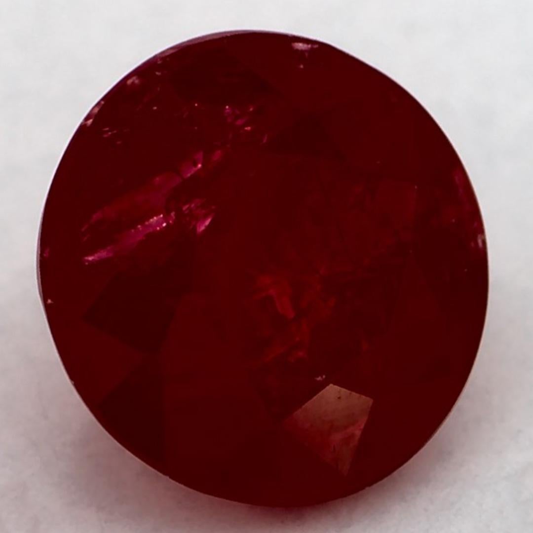 Taille ronde 1.26 Ct Ruby Round Loose Gemstone (pierre précieuse en vrac)