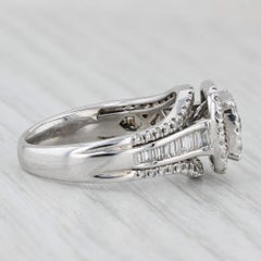 1.26ctw Diamond Cluster Halo Engagement Ring 14k White Gold Size 7 IGI Card