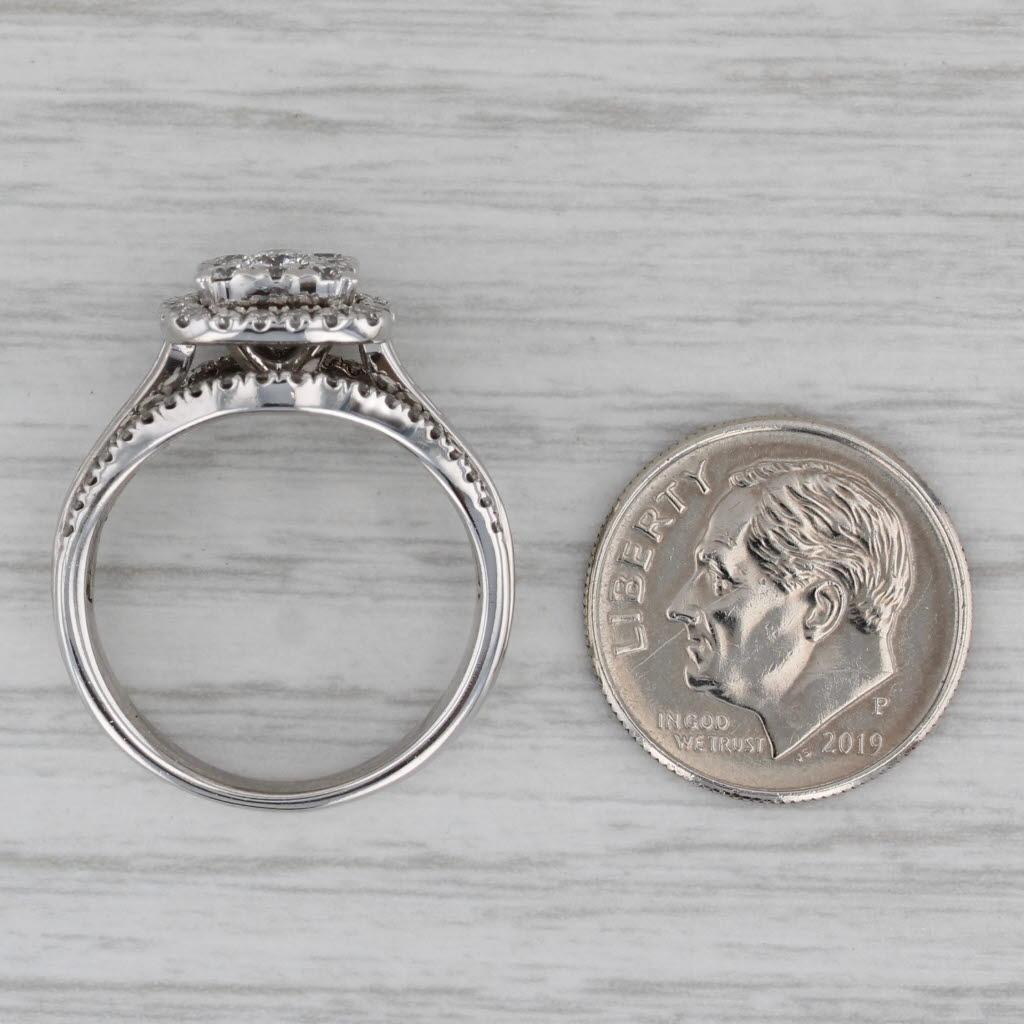 1,26 Diamante a grappolo Anello di fidanzamento aureolato in oro bianco 14k Misura 7 IGI Card in vendita 2
