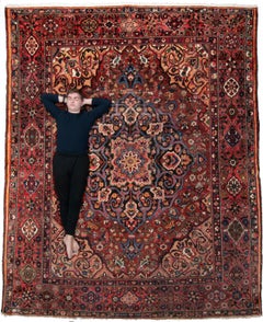 12'6" x 10' Semi-antiker Bakhtiari Medaillon Teppich