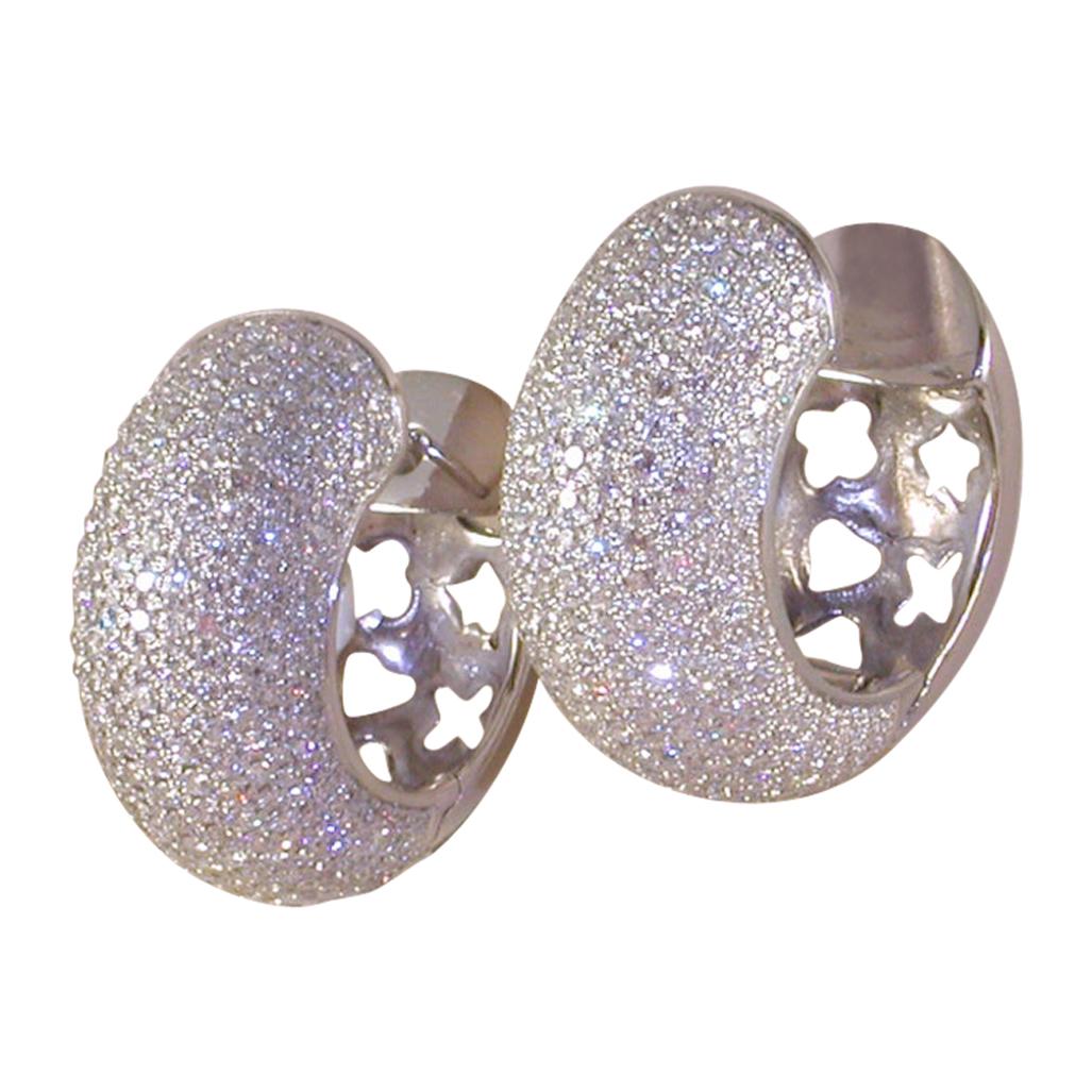 12.60 Carat 18 Karat White Gold White Diamond Hoop Earrings For Sale