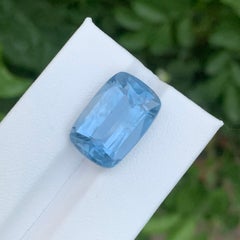 12.60 Carat Excellent Loose Aquamarine Goshenite Cushion Shape Gemstone