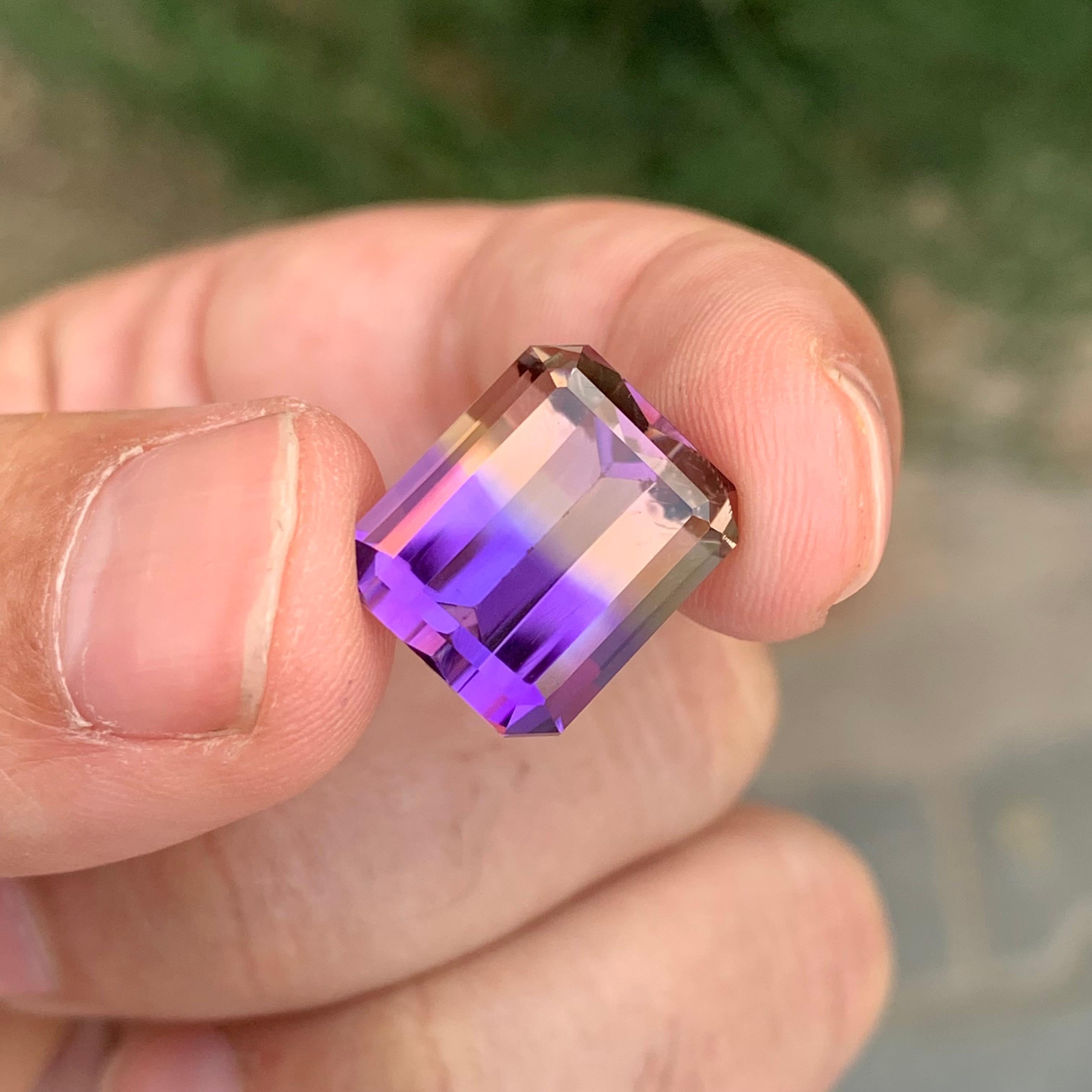12,60 Karat natürlicher loser Ametrin \ Bolivianit Smaragd Form Edelstein im Angebot 4