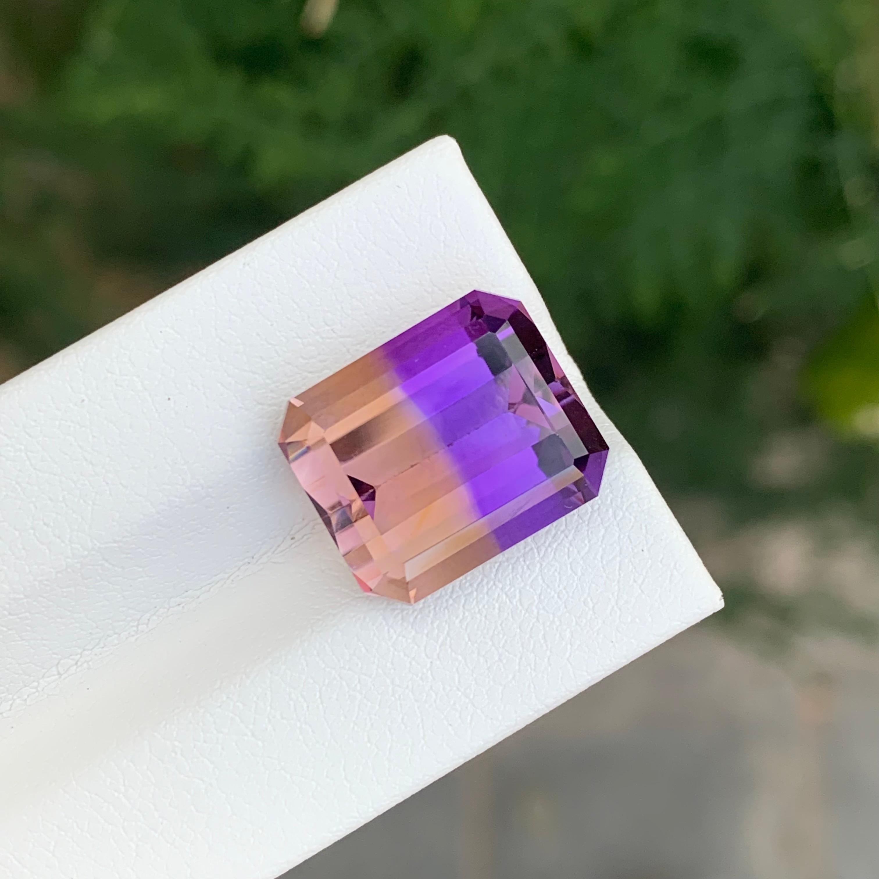 12,60 Karat natürlicher loser Ametrin \ Bolivianit Smaragd Form Edelstein im Angebot 1