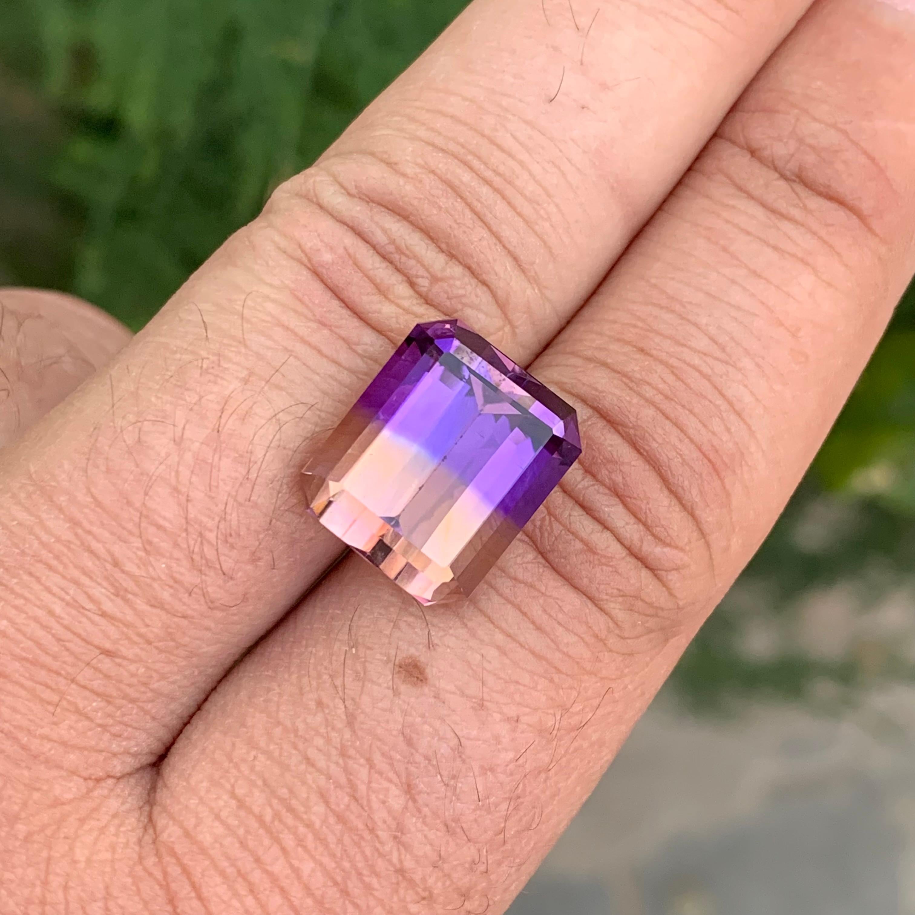 12,60 Karat natürlicher loser Ametrin \ Bolivianit Smaragd Form Edelstein im Angebot 3