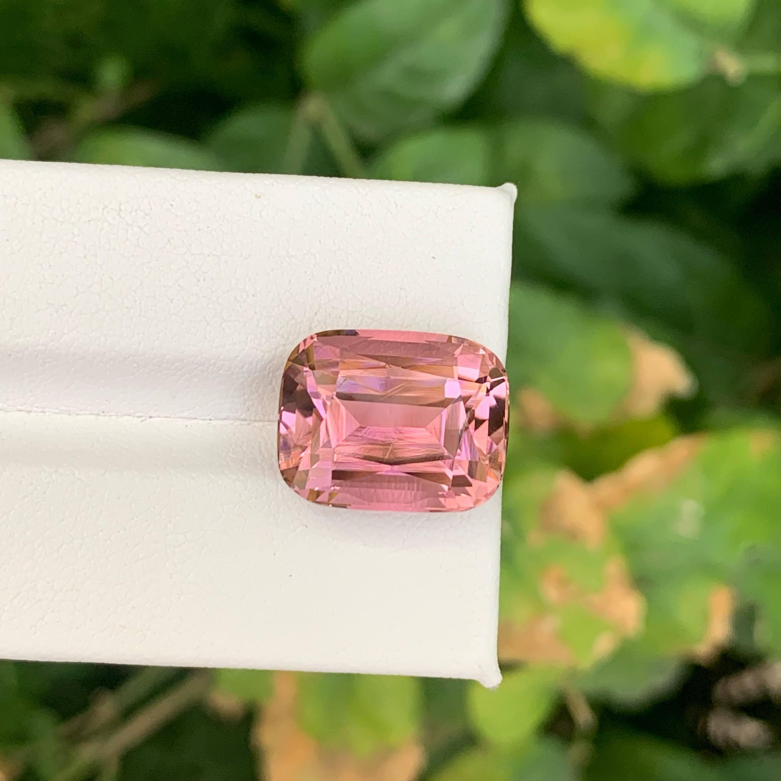 12.60 Carat Natural Loose Baby Pink Tourmaline Stone Cushion Cut Afghan Gemstone For Sale 5