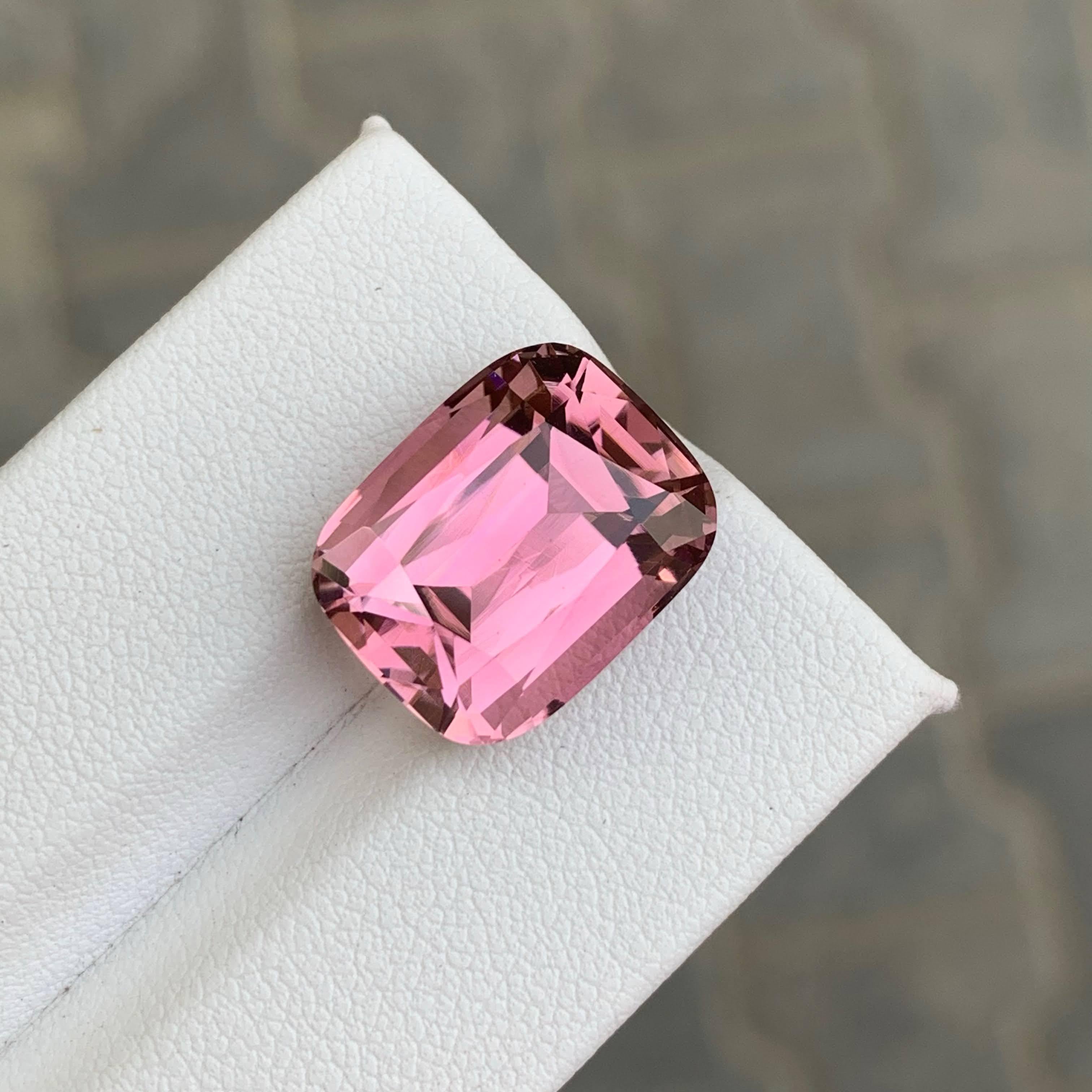 Women's or Men's 12.60 Carat Natural Loose Baby Pink Tourmaline Stone Cushion Cut Afghan Gemstone For Sale