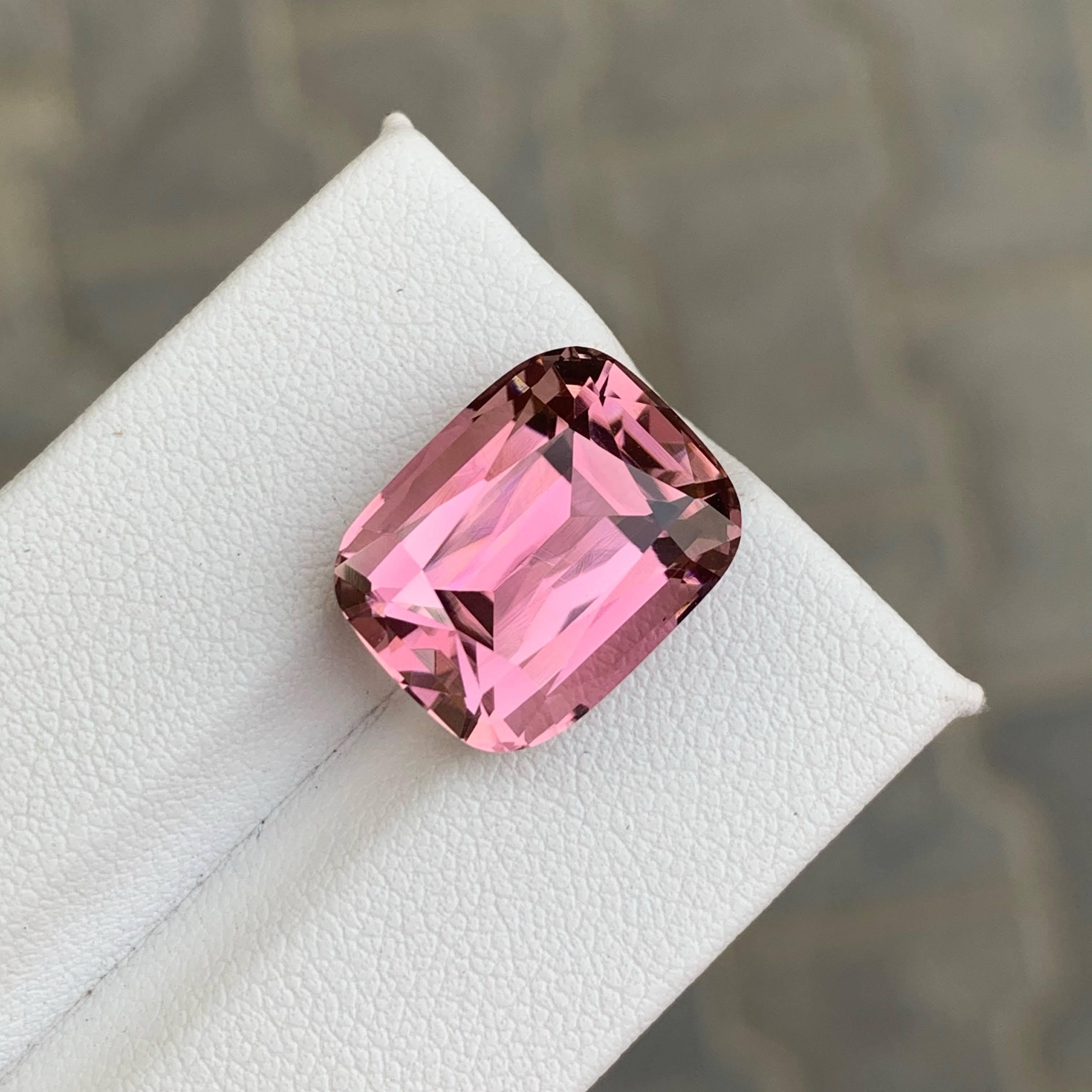 12.60 Carat Natural Loose Baby Pink Tourmaline Stone Cushion Cut Afghan Gemstone For Sale 2