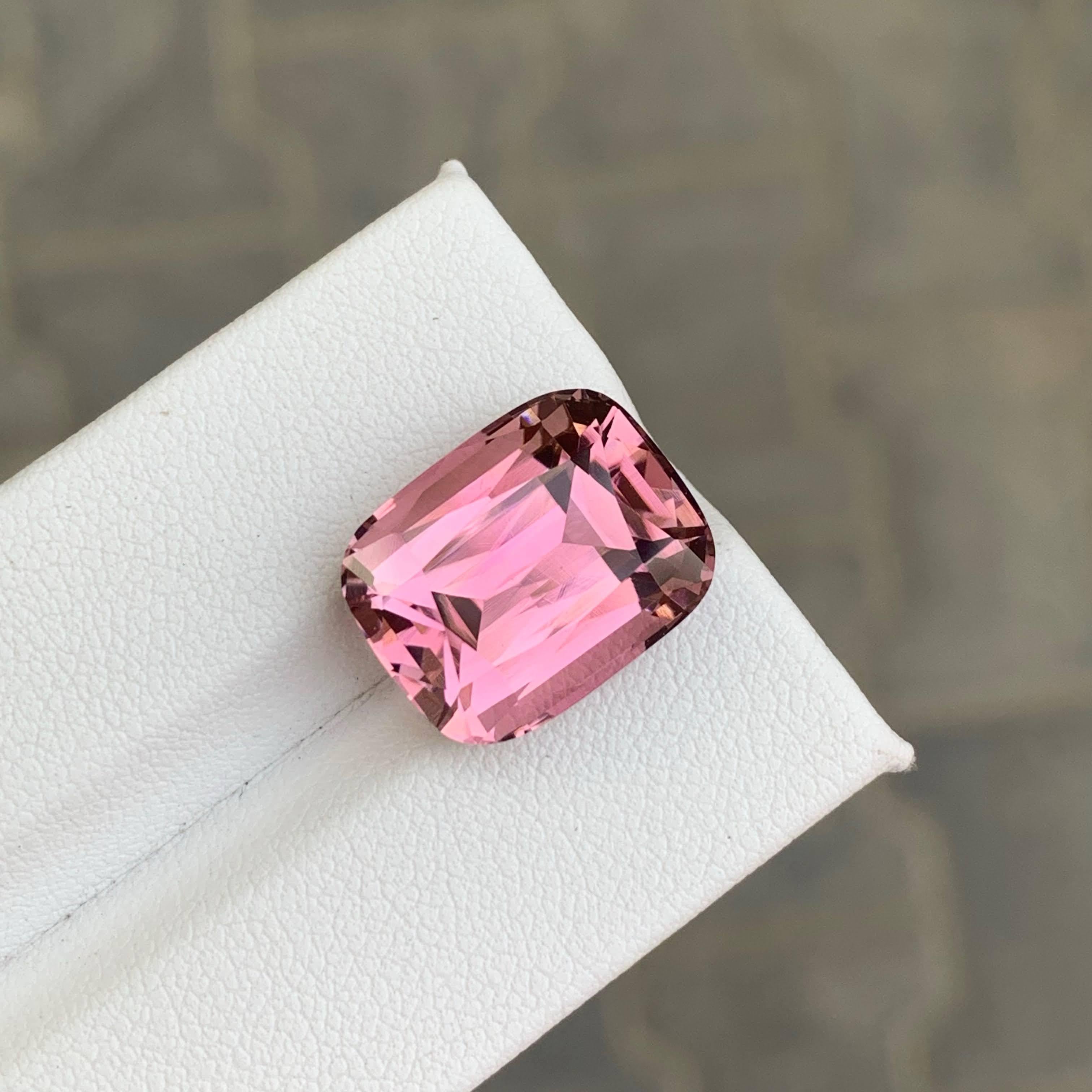 12.60 Carat Natural Loose Baby Pink Tourmaline Stone Cushion Cut Afghan Gemstone For Sale 3