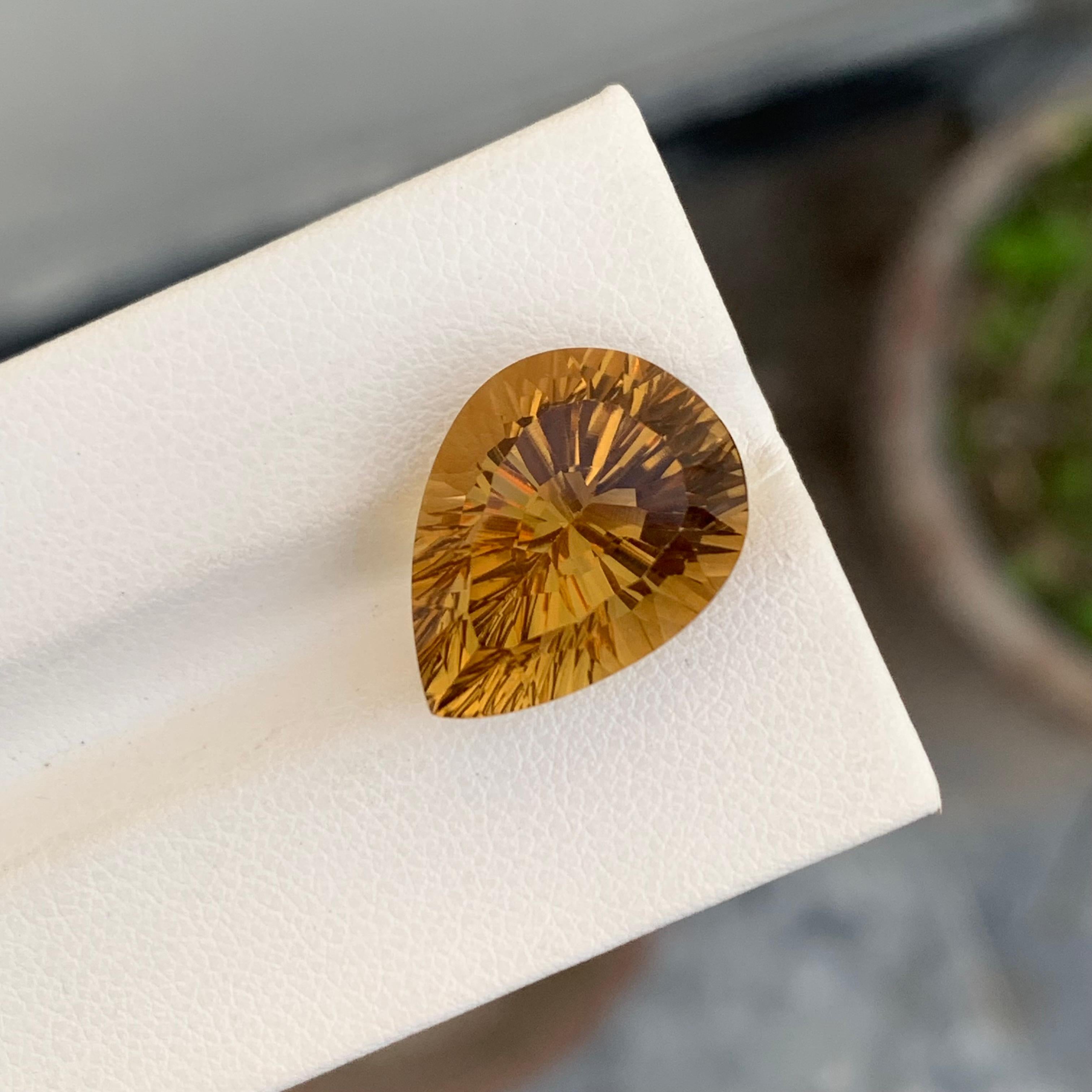 Pear Cut 12.30 Carat Natural Loose Citrine Pear Shape Gem For Necklace Jewellery  For Sale