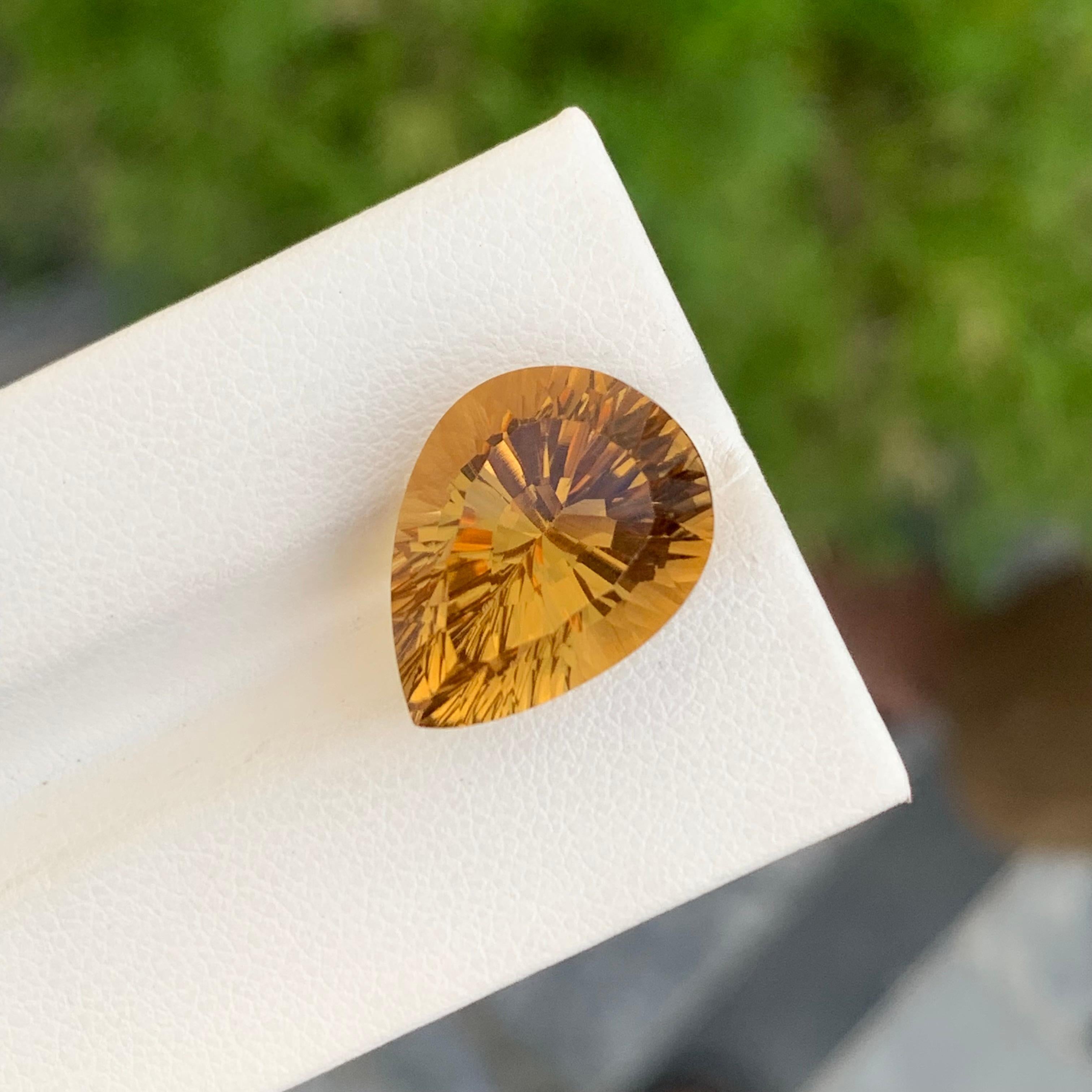 12.30 Carat Natural Loose Citrine Pear Shape Gem For Necklace Jewellery  For Sale 2