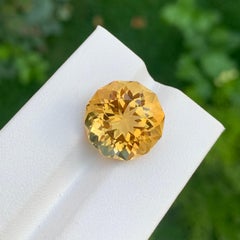 12.60 Carat Natural Loose Yellow Citrine Round Shape Gem For Necklace