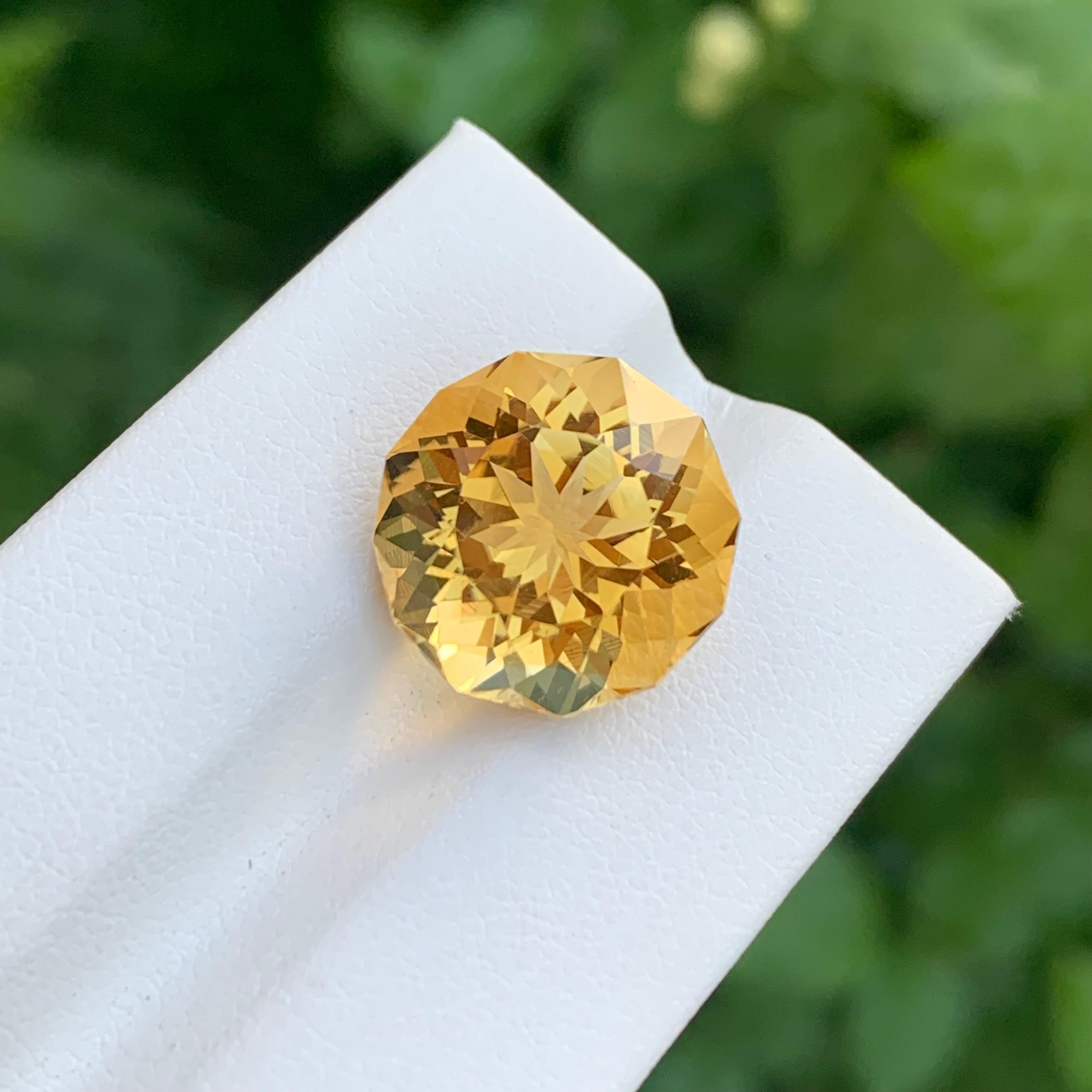 12.60 Carat Natural Loose Yellow Citrine Round Shape Gem For Necklace For Sale 2