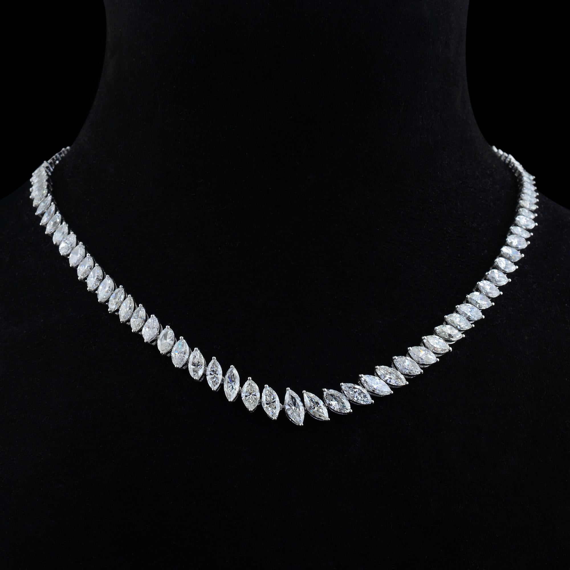 Modern 12.60 Carat SI Clarity HI Color Marquise Diamond Necklace 18 Karat White Gold For Sale