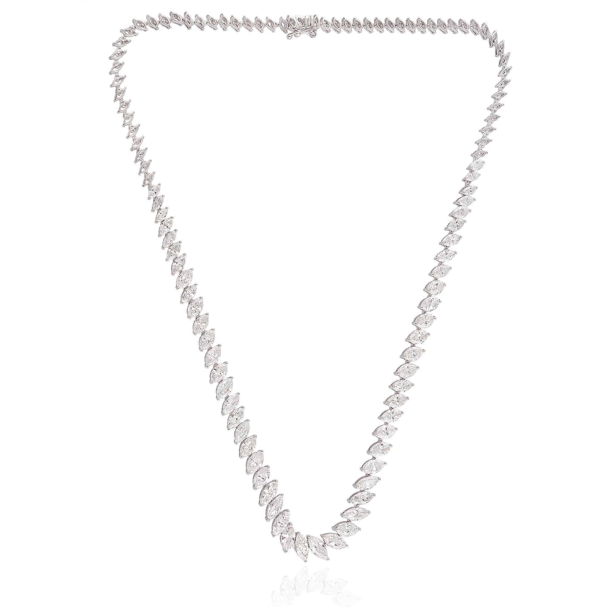 Women's 12.60 Carat SI Clarity HI Color Marquise Diamond Necklace 18 Karat White Gold For Sale