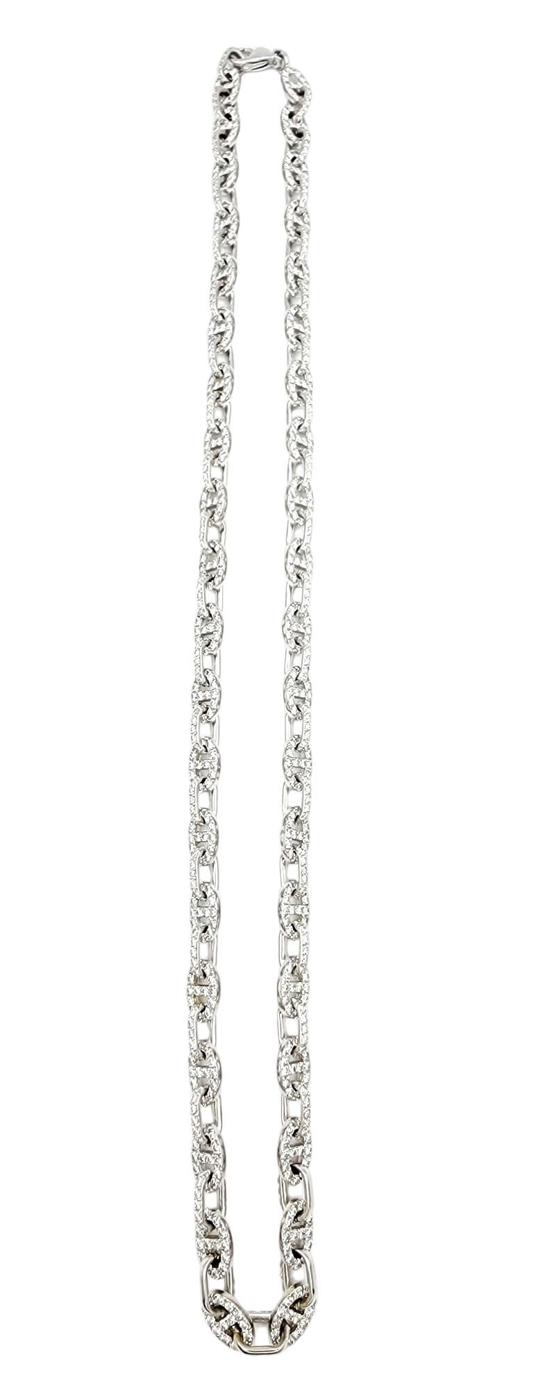 Contemporary 12.60 Carat Total Diamond Oval Chain Link 22