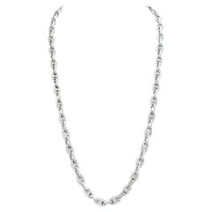 12.60 Carat Total Diamond Oval Chain Link 22" Long White Gold Necklace, F-G/VVS
