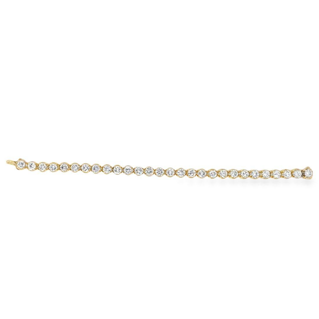 Bracelet tennis en or jaune 18 carats avec diamants de 12,60 carats, années 1960 en vente 6