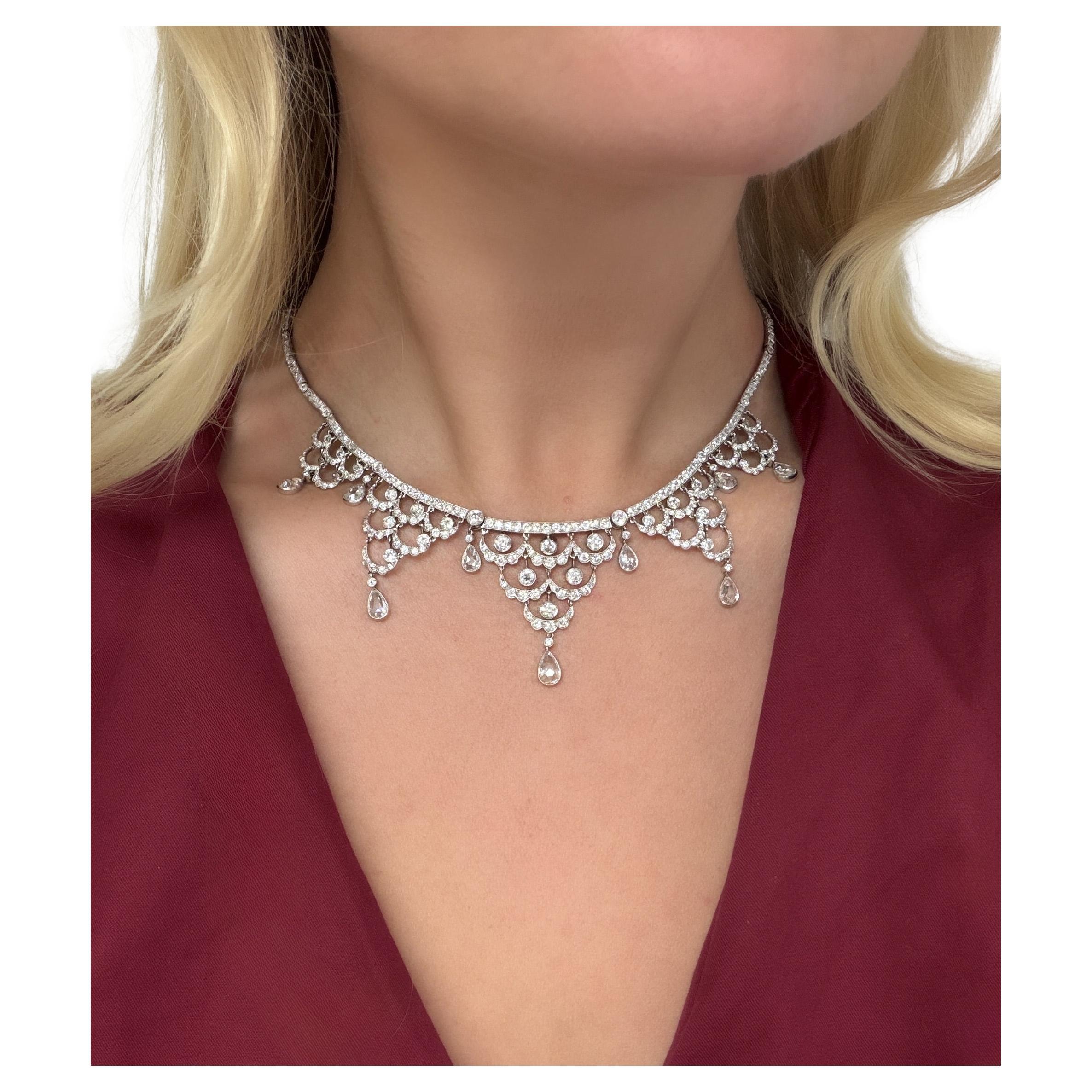 12,60 Karat Diamant-Fransen-Halskette im Angebot