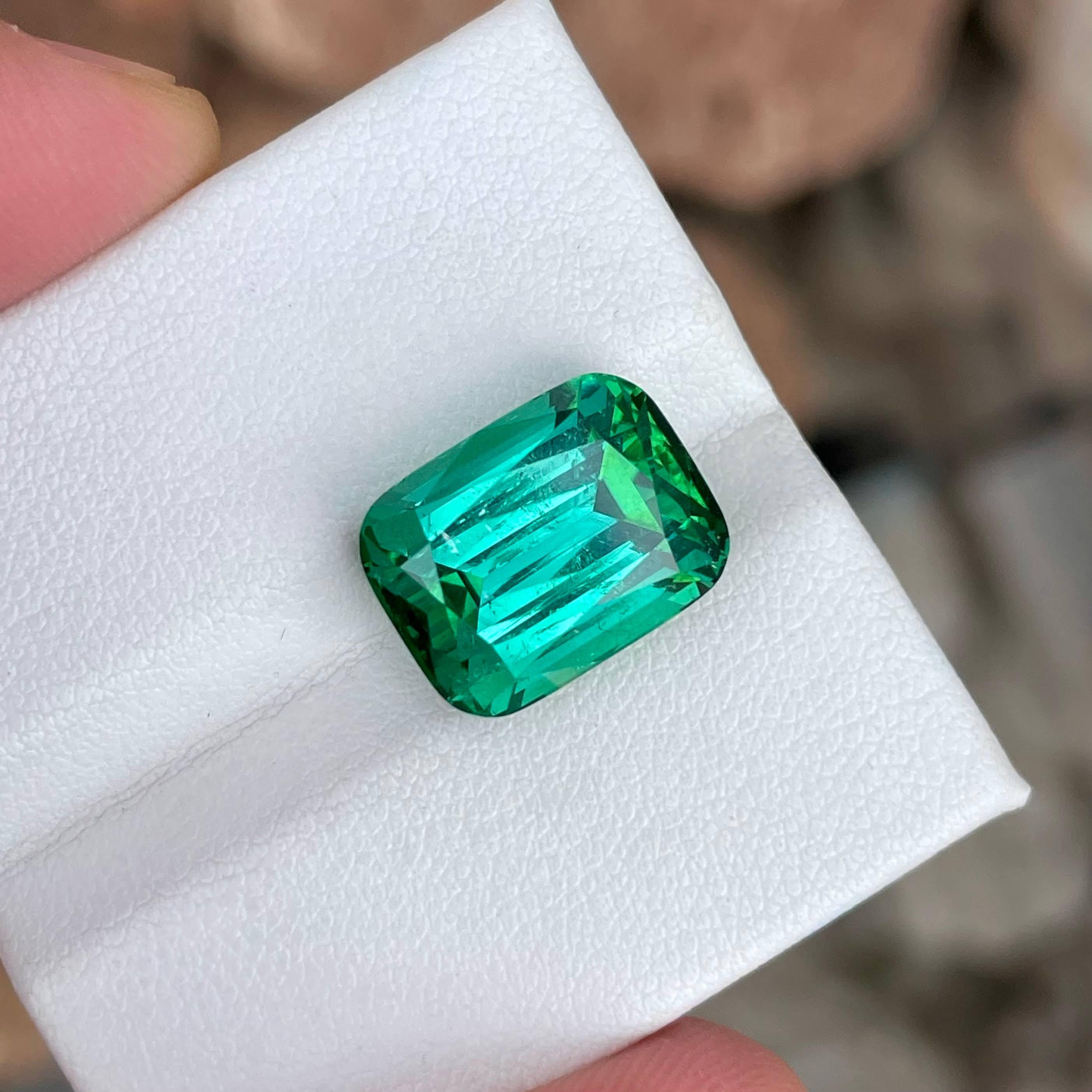 Women's or Men's 12.60 Carats Greenish Blue Tourmaline Stone Cushion Cut Natural Afghani Gemstone For Sale