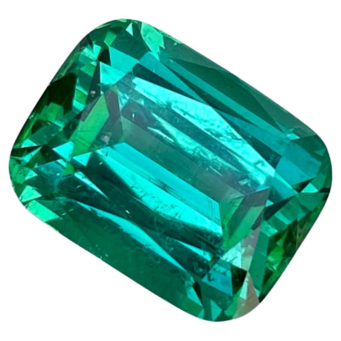 12.60 Carats Greenish Blue Tourmaline Stone Cushion Cut Natural Afghani Gemstone For Sale