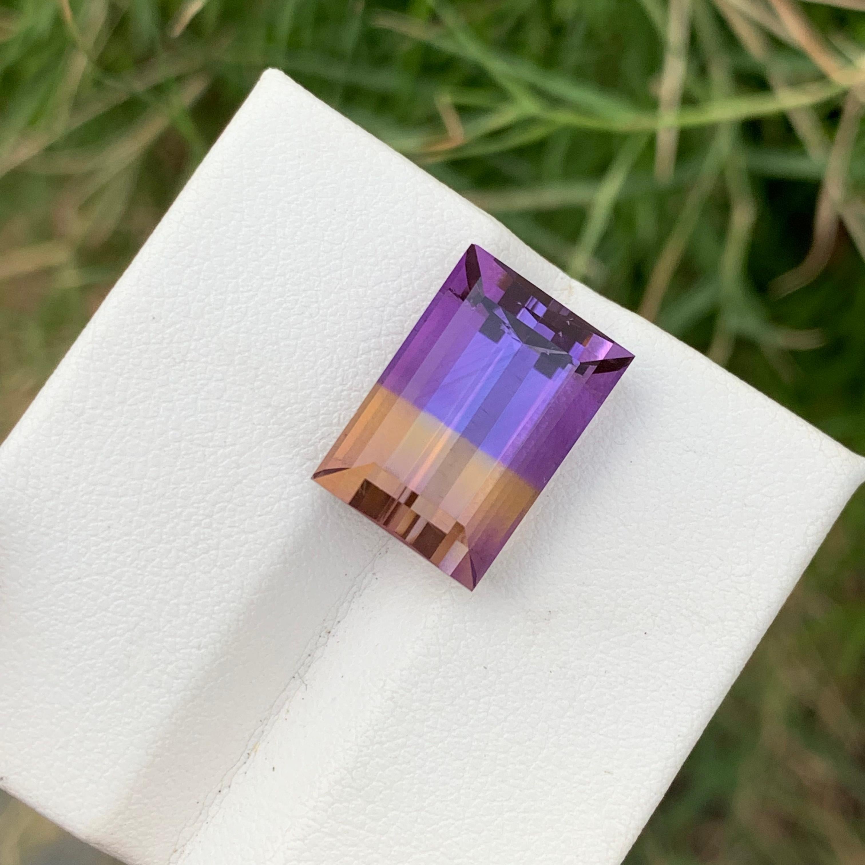 Faceted Ametrine 
Weight: 12.60 Carats 
Dimension: 15.8x11x9.2 Mm
Origin: Bolivia 
Shape: Baguettes
Color: Yellow & Purple
Certficate: On Customer Demand 
Ametrine is a naturally occurring gemstone that combines the properties of amethyst and