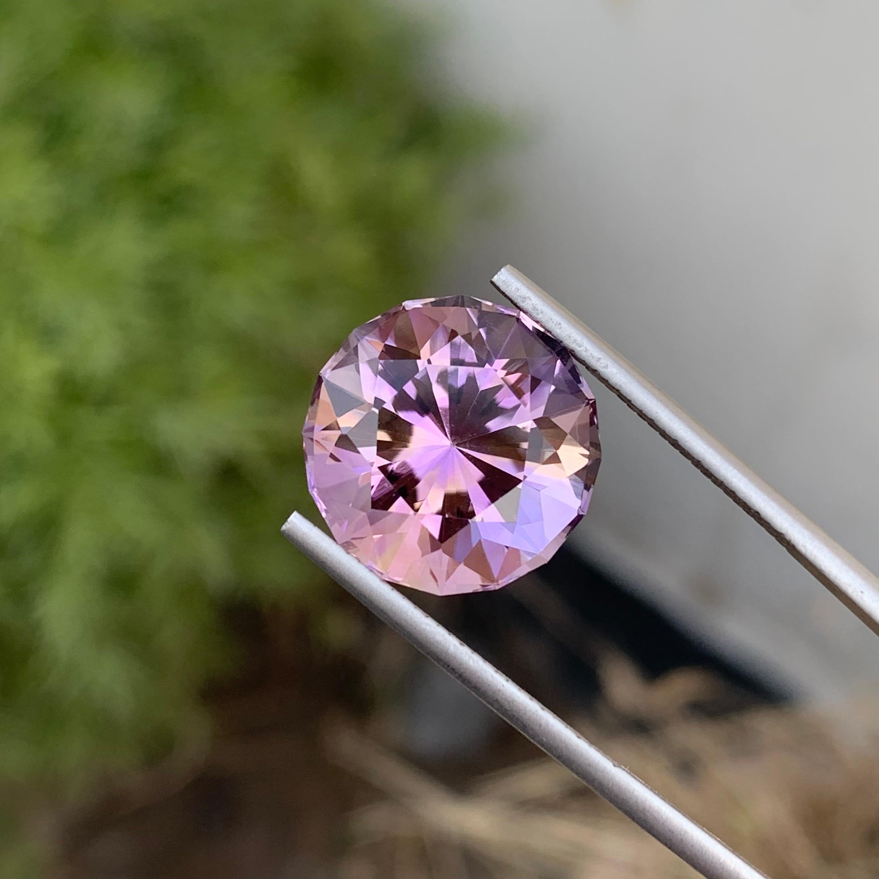 Arts and Crafts 12.60 Carats Natural Loose Round Shape Ametrine Gem For Jewellery Making  For Sale