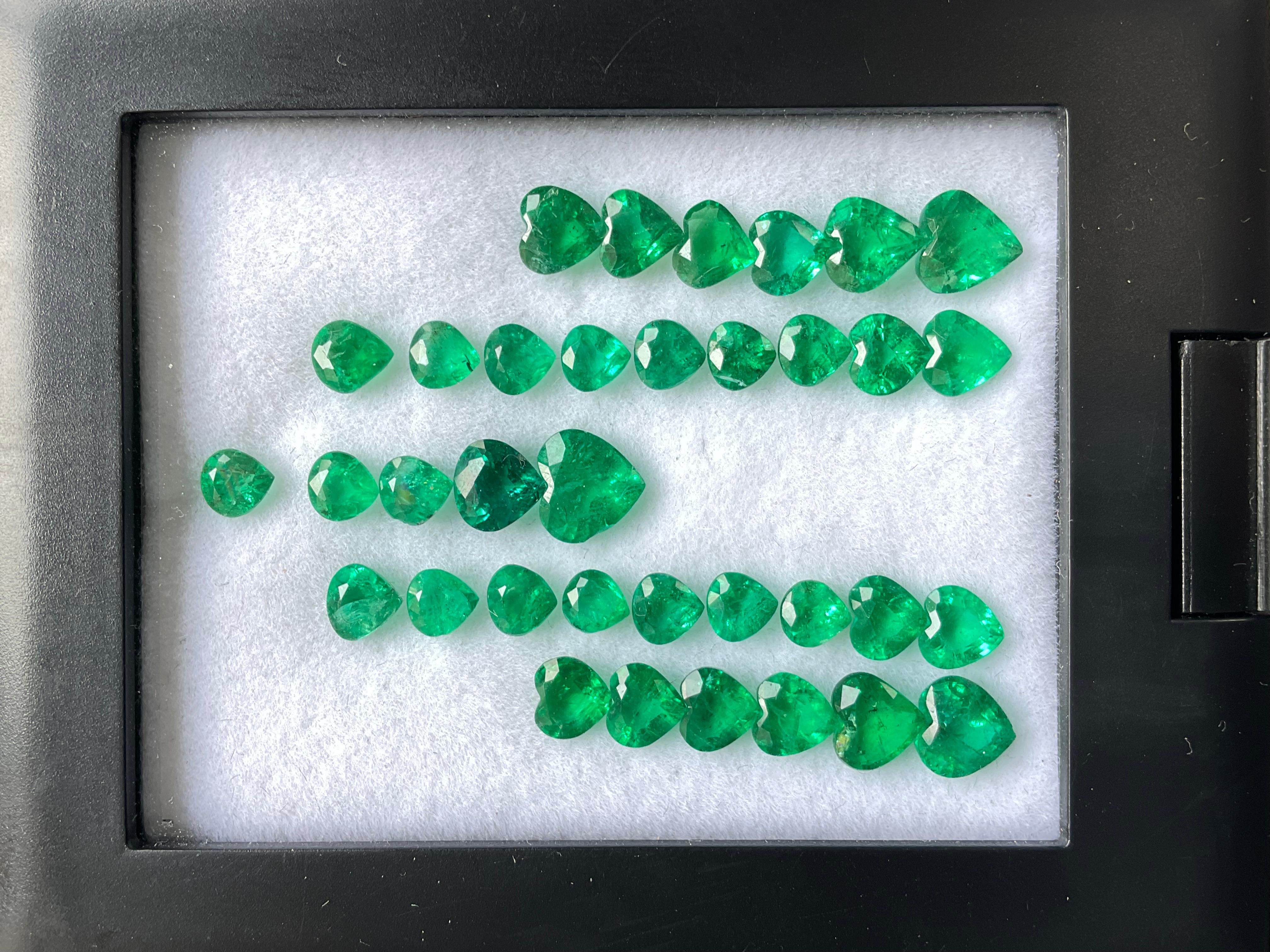 12.60 carats Zambian Emerald Heart Cut stone 35 Pieces for Jewelry Natural Gem 1